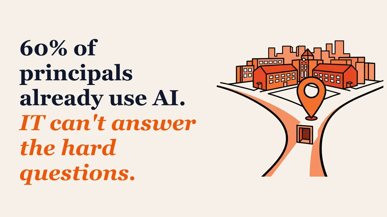 Illustration for: 60% of principals already use AI. IT can't answer the hard questions.