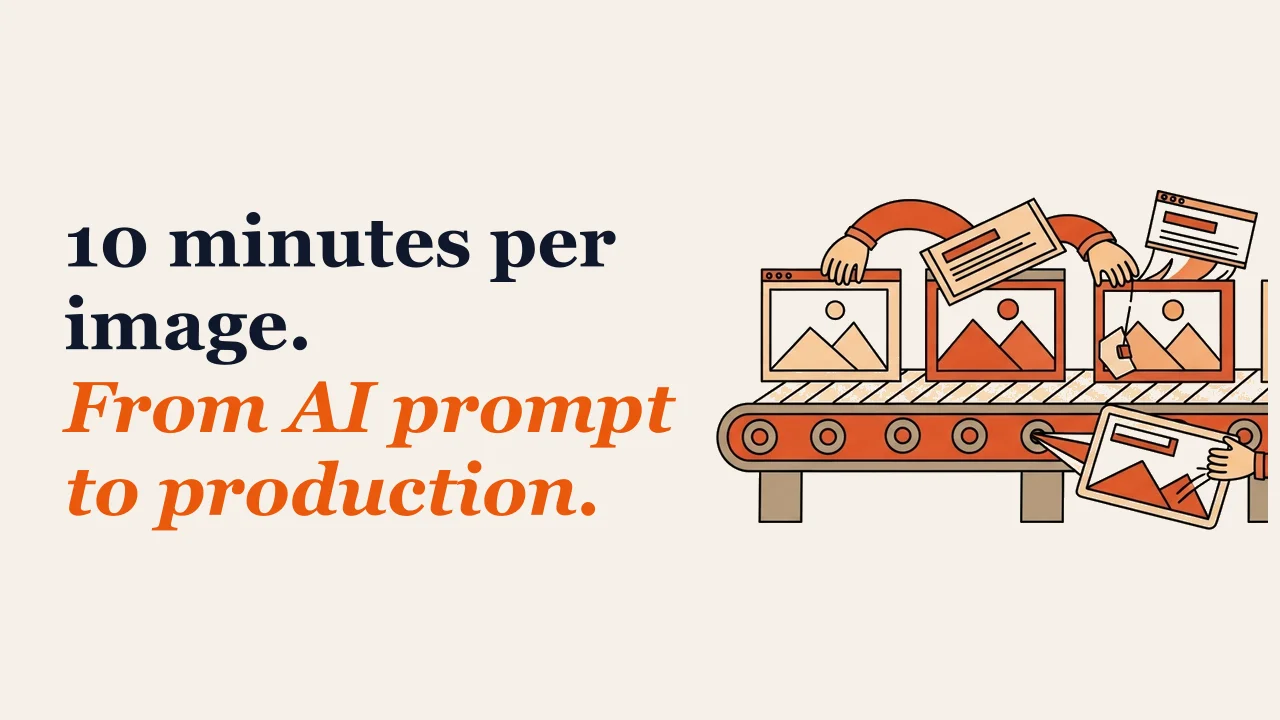 Illustration for: 10 minutes per image. From AI prompt to production.